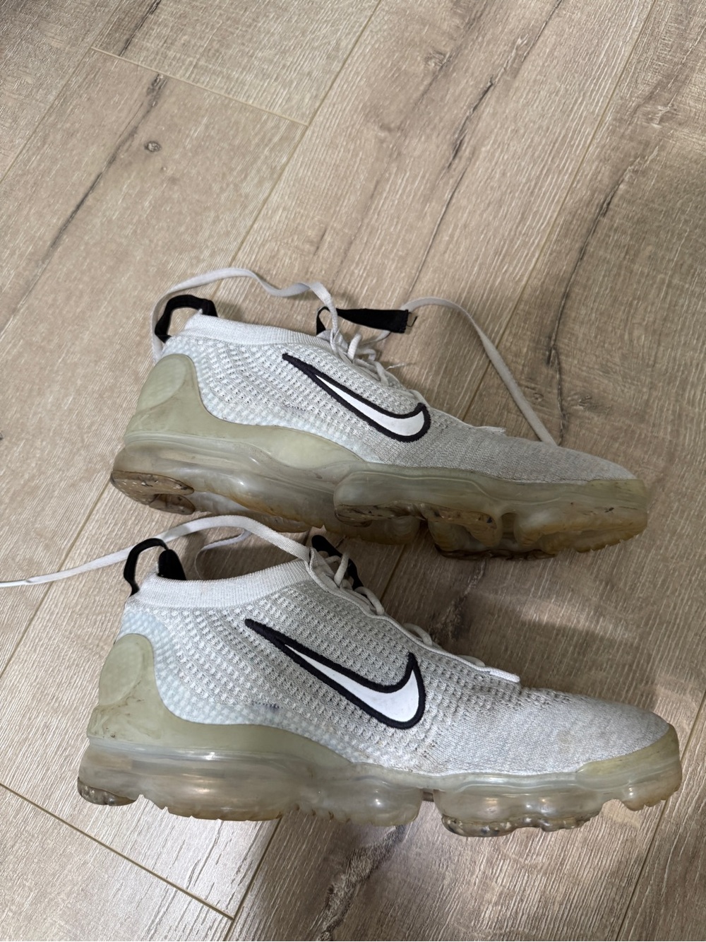 Nike White and Black Air VaporMax Flyknit Sneakers